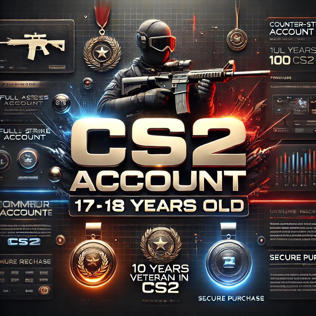 CS2 Account (17-18 Years old) with 10 Years Veteran Coin in CS2 + 50 Comments